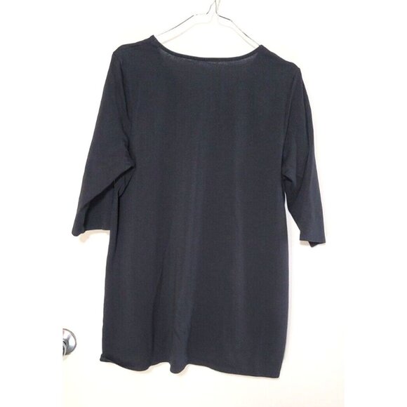 J Jill Pure Jill Womens sz L black 3/4 sleeve round neck Wrap tunic - Picture 2 of 11